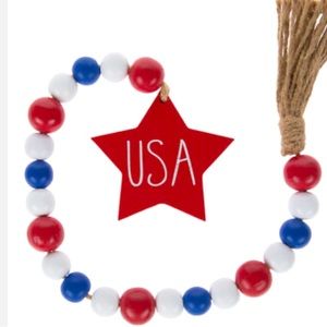 USA Star Beaded Wood Tassel